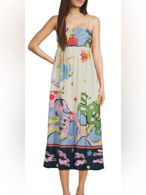 Evolutionary Sleeveless Spaghetti Strap Print Dress